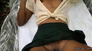 young teen explores the jungle outdoors with a lover