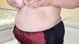 Thick Busty Granny Wife Strips Completely Naked.