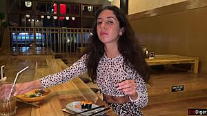 I Cum On A Girls Face In Public Sushi Bar And She Eats Rolls With Cum On Her Face - Cumwalk