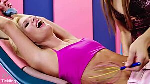 Beautiful Blonde Model Candee Licious Gets The Giggles - Feet Tickling Challenge With Talia Mint