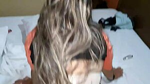 blonde gets cumshot in doggystyle position