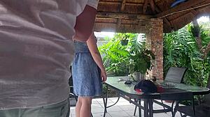 Creampie Fucking Blonde Wife on Patio