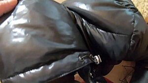 Milfycalla- A Lot Of Cum On My Black Down Jacket And Black Leather Leggings 216- Preview P2-I Love Filming In This Down