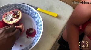 hot sunday afternoon deep in her ass eating pomegranate