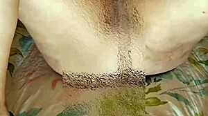 Wow, fat 60-year-old granny plays with her huge saggy tits and pussy!