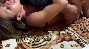 married woman devoted to black lover in bed for anal creampie and assfucking