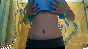 Jelena Jensen Masturbates Her Big Tits and Pussy in Shower Solo