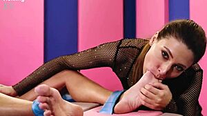 blonde moans as toes get sucked during tickling challenge