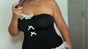 Saliva show and blowjob to black dildo, a wet and hard contrast