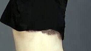 Naked Photoshoot Showcasing Young Brunette Girl's Natural Tits and Pussy