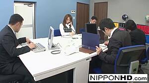 Hey, asian secretary gets played with while she's on the phone