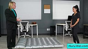 Ebony Hot Masseuse With Perfect Natural Big Boobs Gives Wet Nuru Massage - Evan Stone Nina White