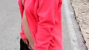 Slut flaunts ass and tits on Mexican public road!