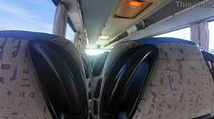 stepson unexpectedly caresses stepmom's big natural tits and hairy beaver on the crowded public bus