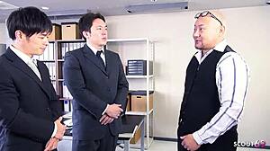 'japanese teen, ready for your first group creampie with three old guys?'