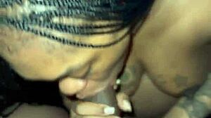 Pretty ebony pornstar sucks monster cock in braids. Passionate deepthroat compilation.