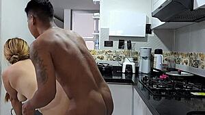 Blonde Latina Sucks Cock In Kitchen Part 2 Cums On Ass