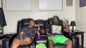 Perfect booty friend chats before husband arrives