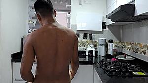 Blonde Latina Sucks Cock In Kitchen Part 2 Cums On Ass