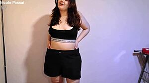 cute tubby babe shares her homemade video spreading for the camera
