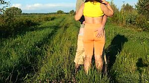 Outdoors risky sex with nymphomaniac stranger