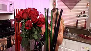 Lesbians Use Kitchen Items For Detailed Fingering, Licking, And Strapon Play To Make Each Other Cum