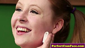 busty uk teen 18+ facialized in threeway with big tits blowjob and cumshot action