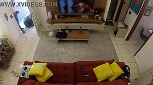 hot wife thay ksada lets delivery man suck her on sofa