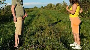 Outdoors risky sex with nymphomaniac stranger