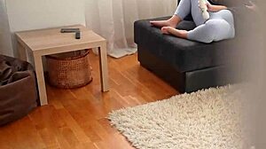 Caught Step Sister Masturbating And Fucked Through Yoga Pants Hole