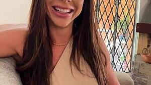 Busty Latina Gives Sloppy Wet Blowjob After Interview in POV