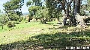 sucking cock in public park with colombian latina babe