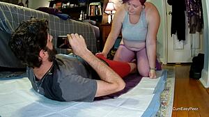 liza wets panties peeing on andy, plays with his dick.