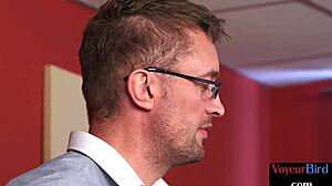 Lusty British Voyeur Emotionally Strips for Jerking Subject