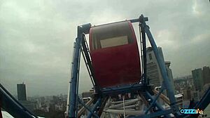 Redhead cutie pie's hands covered in cum in public