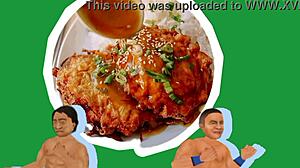 Young Asian Chinese Wrestler In Hood Eats Food With Nico Moron