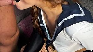 Naughty cosplay date pantyhose coated in cum