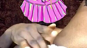 A muscular man explores a levitating pussy with big clit and small waist in lingerie