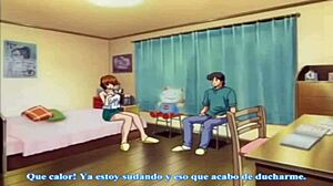 big tits anime teacher has threesome with creampie and blowjob.