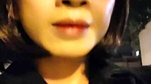 Shemale Ting Xuan Inserts Butt Plug During Walk And Masturbates