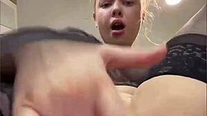 Creampie and fingering wet pussy close up
