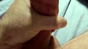 stroking my cock hard with dirty talk and cumshot