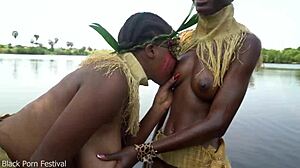my two african zulu wives bathing in the village which tits do you like better