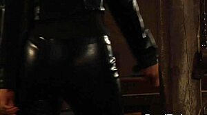 Gagged lesbian slave endures whipping from dominant madame