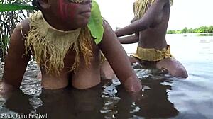 my two african zulu wives bathing in the village which tits do you like better