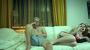 Step Mom Shares Couch With Step Son - Massage Ends In Facial Blast!