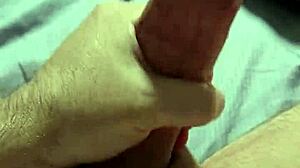 stroking my cock hard with dirty talk and cumshot