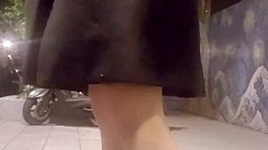 Shemale Ting Xuan Inserts Butt Plug During Walk And Masturbates