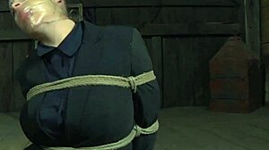 Bound bdsm sub gagged before rough play with tools!