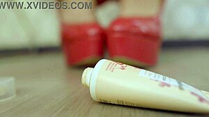 Crush Foundation And Eye Shadow With Red High Heels!